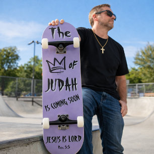 Skateboard Le Roi de Juda Jésus Doodle Violet Chrétien