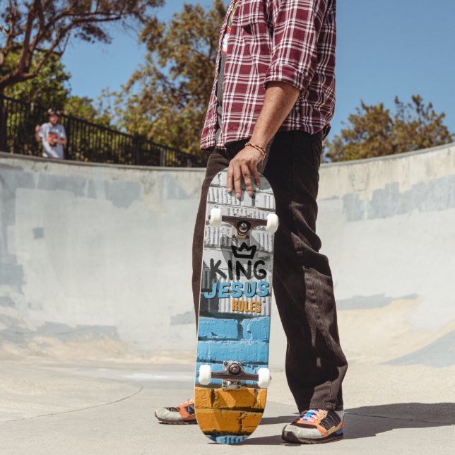 Skateboard Le Roi Jésus Règles Brick Blanc Graffiti Christian (Extérieur 2)