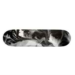 Skateboard LE YIN et LE YANG (art abstrait noir et blanc) ~.