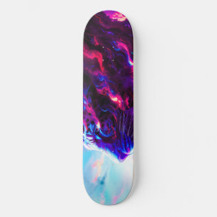 Skateboard Léopard néon cosmique futuriste
