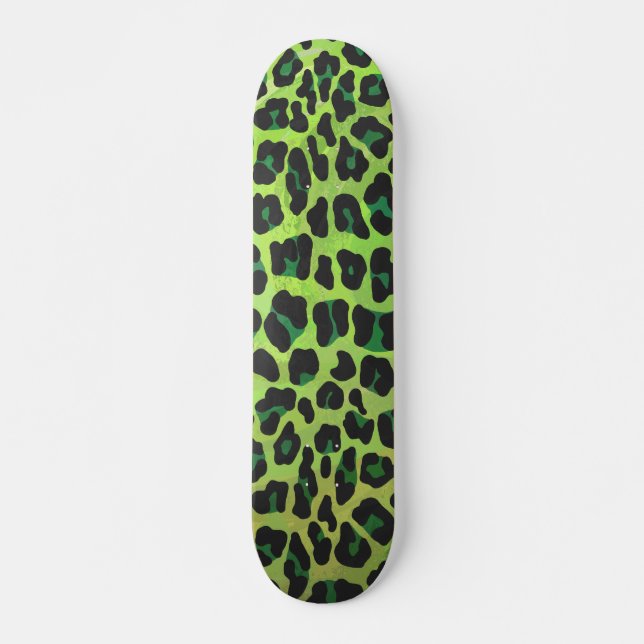 Skateboard Léopard noir et vert (Devant)