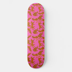 Skateboard léopards Abstraits aux lèvres rouges