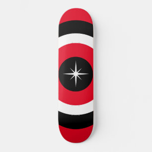 Skateboard Les Modern waves en noir, rouge et blanc