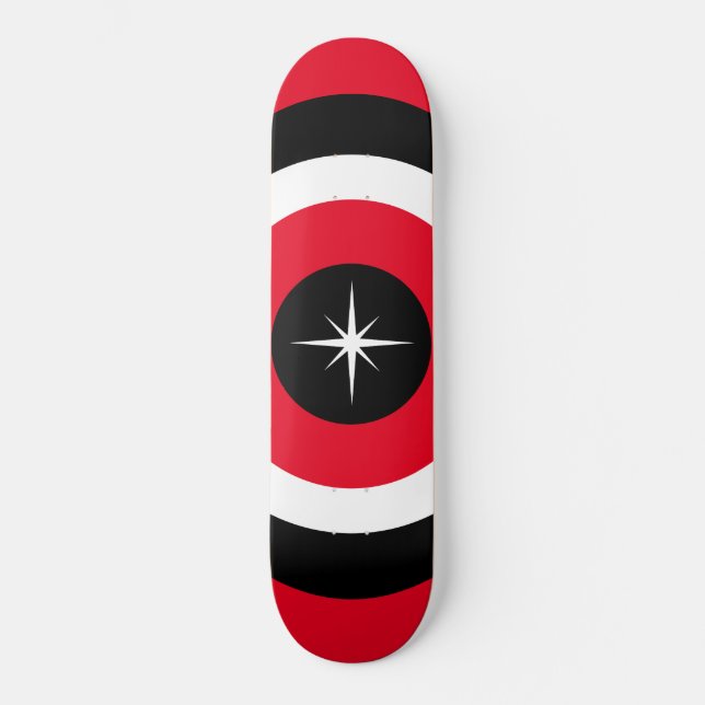 Skateboard Les Modern waves en noir, rouge et blanc (Recto)
