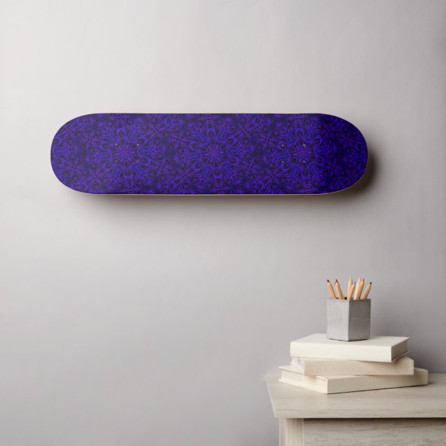 Skateboard Les rêves d'un kaléidoscope bleu profond (Art mural (Horz))