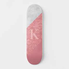 Skateboard LETTRE Batik Rose Ruddy ET Aquarelle Grise