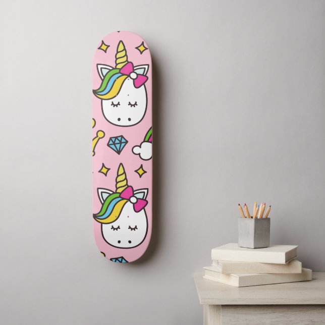 Skateboard licorne arc-en-ciel (Art mural)