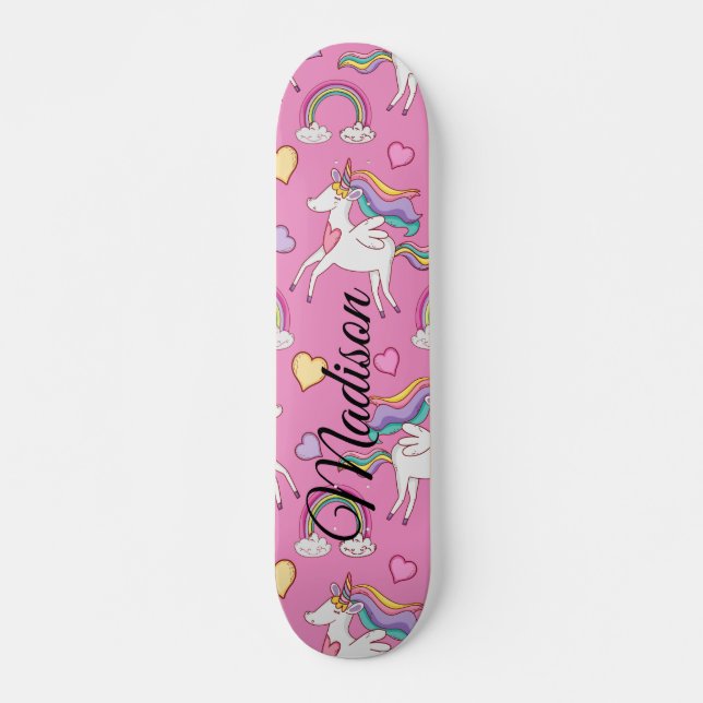 Skateboard licorne arc-en-ciel  (Devant)