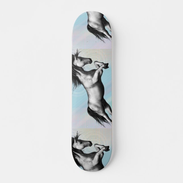 Skateboard Licorne argentée (Devant)