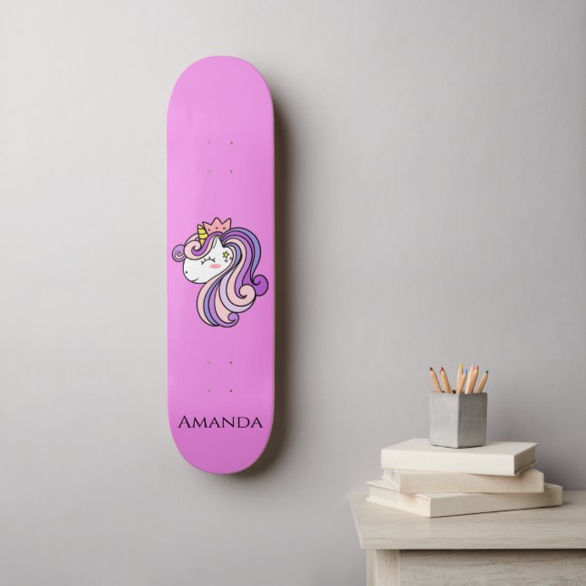 Skateboard licorne rose (Art mural)