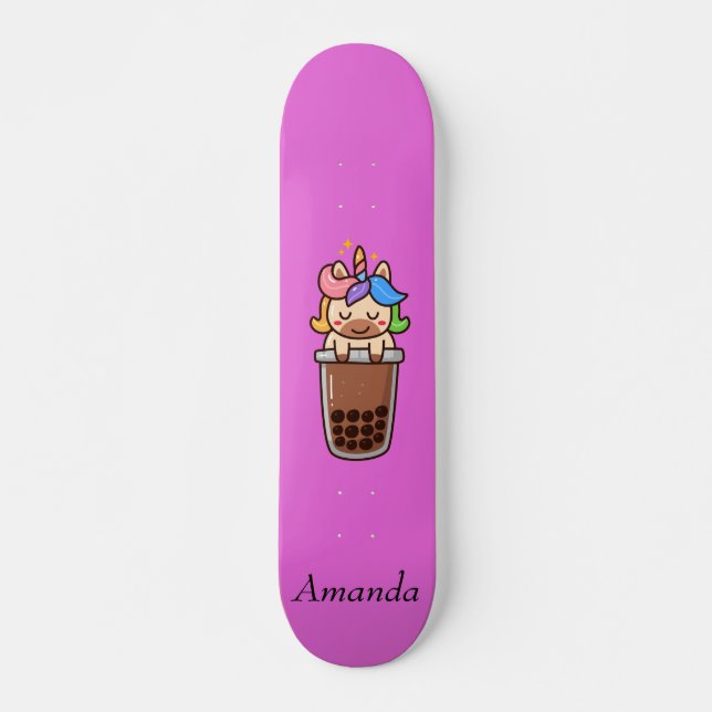Skateboard licorne rose mignonne (Devant)
