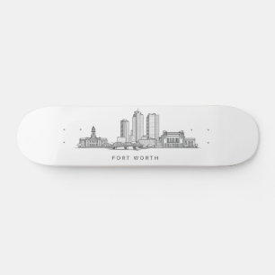Skateboard Ligne d'art minimaliste de la skyline de Fort Wort