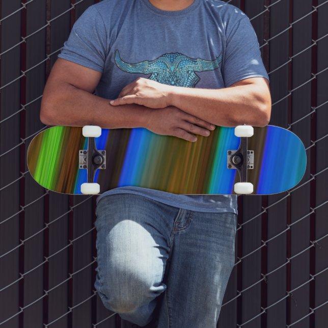 Skateboard Ligne moderne Art Peacock Couleurs plumes (Extérieur 3)