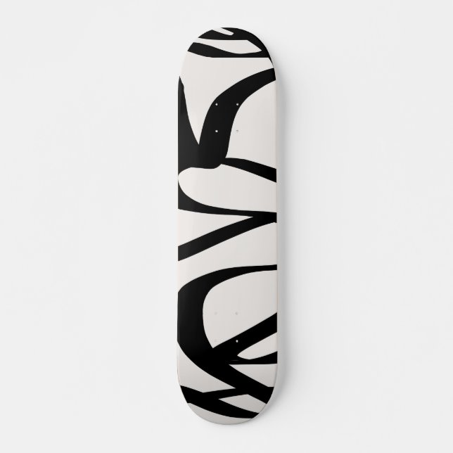 Skateboard Lignes Abstraites En Fils De Crème Noir Et Beige (Devant)