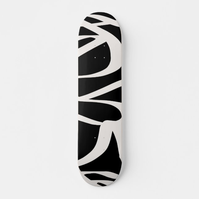 Skateboard Lignes Abstraites Tourbillon De Crème Noir Et Beig (Devant)