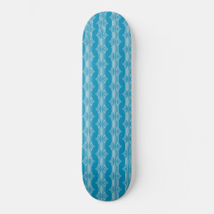 Skateboard Lignes blanches Abstraites rétro sur Motif bleu