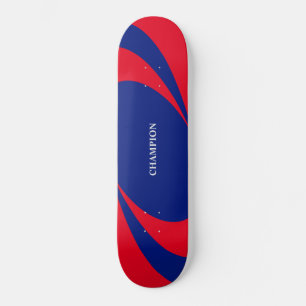 Skateboard Lignes ondulées bleues et rouges
