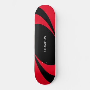 Skateboard Lignes ondulées noires et rouges