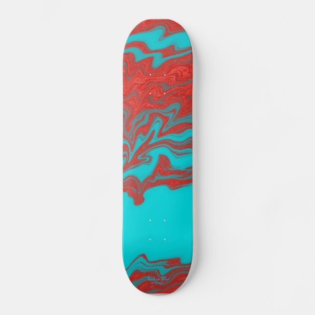 Skateboard Lignes onduleuses de turquoise rouge (Recto)