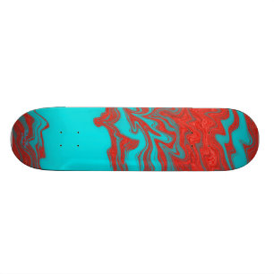 Skateboard Lignes onduleuses de turquoise rouge