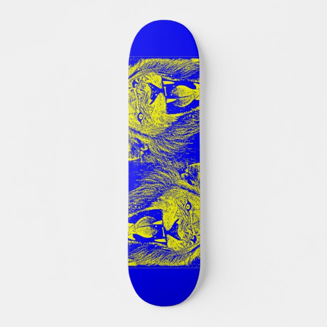 Skateboard lion de bleu (Devant)