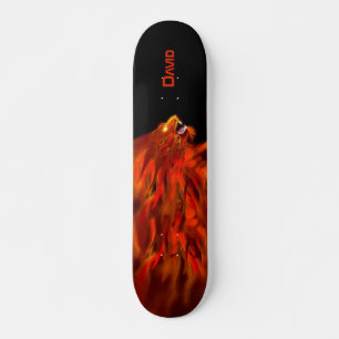 Skateboard Lion Fire Flames Custom Skboard