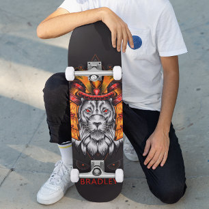 Skateboard Lion Guerrier Nom Personnalisé