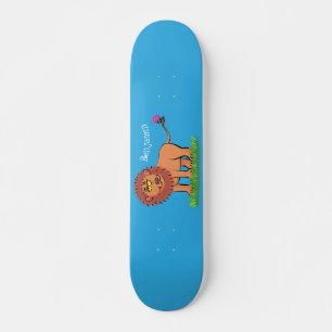 Skateboard Lion joyeux avec dessin animé de papillon