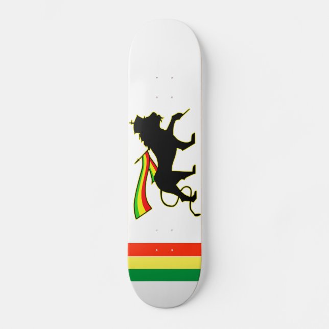 Skateboard Lion rouge, or et vert rasta (Recto)