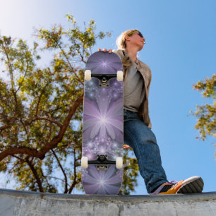 Skateboard Lit de fleurs tendance brillant art fractal abstra