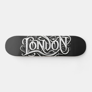 Skateboard Londres Calligraphie métallique lourde - Londres M