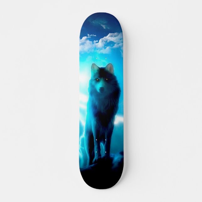 Skateboard Loup dans la tempête (Devant)