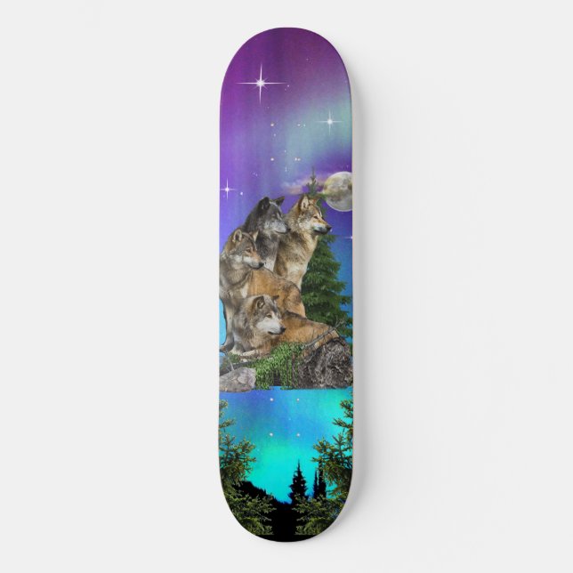 Skateboard Loup et Lune (Recto)