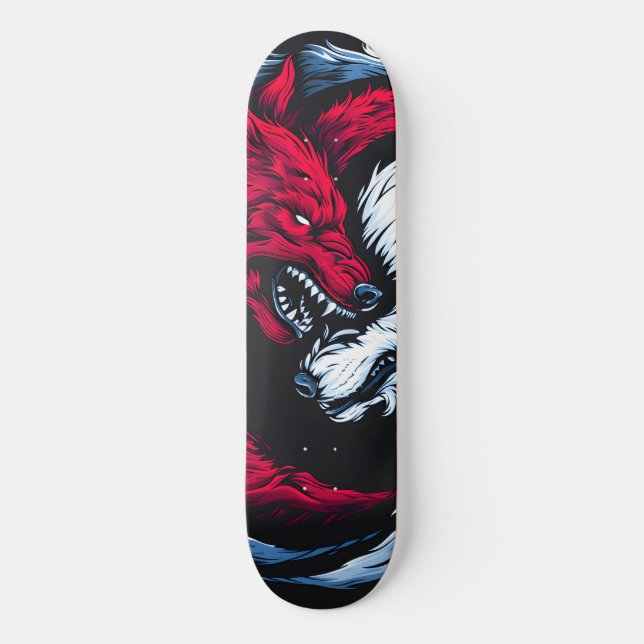 Skateboard Loup lunaire double sauvage (Recto)
