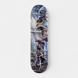 Skateboard Loups gris peignant
