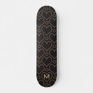 Skateboard Love Hearts et motif Pois en Tan & Black