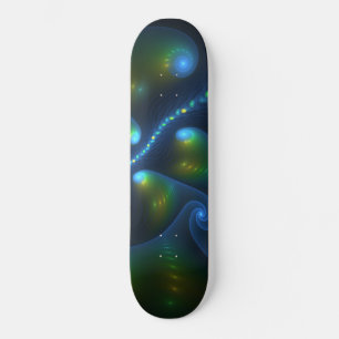 Skateboard Lumières de l'Imaginaire Abstrait Bleu Vert Jaune 