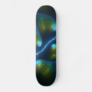 Skateboard Lumières de l'Imaginaire Abstrait Bleu Vert Jaune 