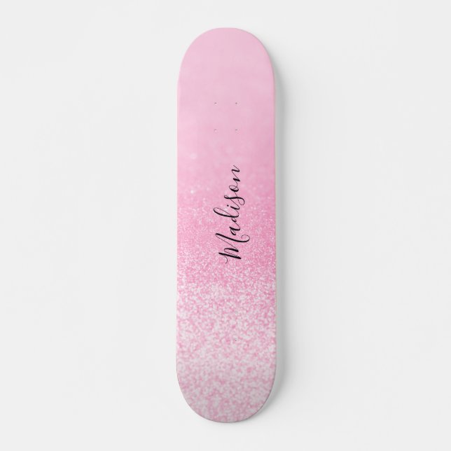 Skateboard Lumières de Parties scintillant roses personnalisé (Devant)
