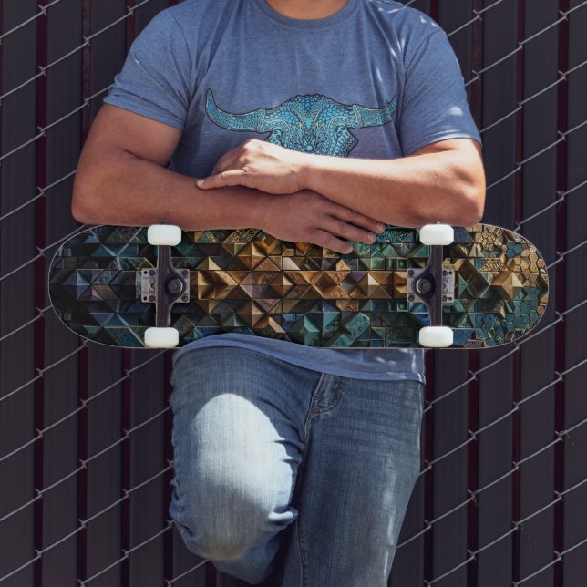 Skateboard - Luxus Blaues Mosaik-Kunstdeck (Außenbereich 3)