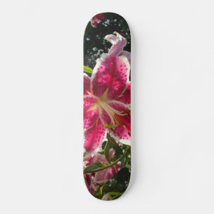 Skateboard Lys roses fleurs tropicales roses rose