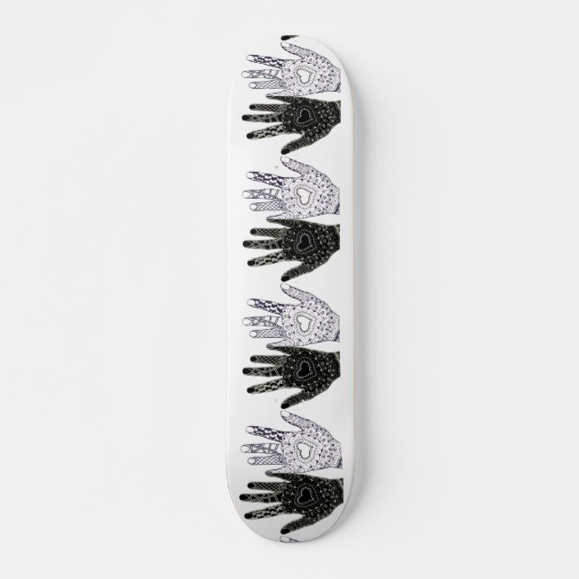 Skateboard Mains d'amitié noir et blanc (Devant)