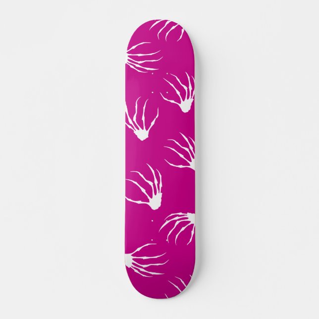 Skateboard Mains de squelette - Rose chaud (Devant)