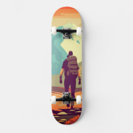 Skateboard Man Randonnée Mountain Valley Adventure
