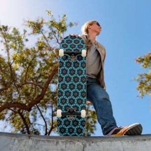 Skateboard Mandala bleu électrique