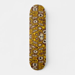 Skateboard Mandala Bohème à Motif Floral Doré