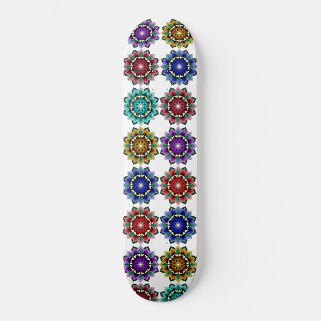 Skateboard Mandala de différentes couleurs (Recto)