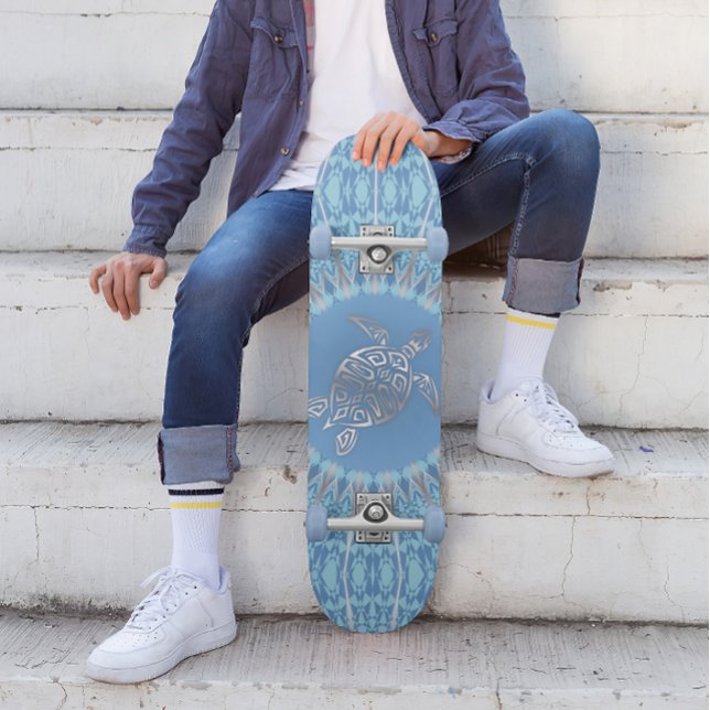 Skateboard Mandala de tortue tribale | Côtière  (Créateur téléchargé)