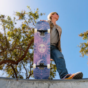 Skateboard Mandala Galaxie Nébuleuse Soleil & Lune Céleste