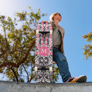 Skateboard Mandala noir et blanc - Monogramme